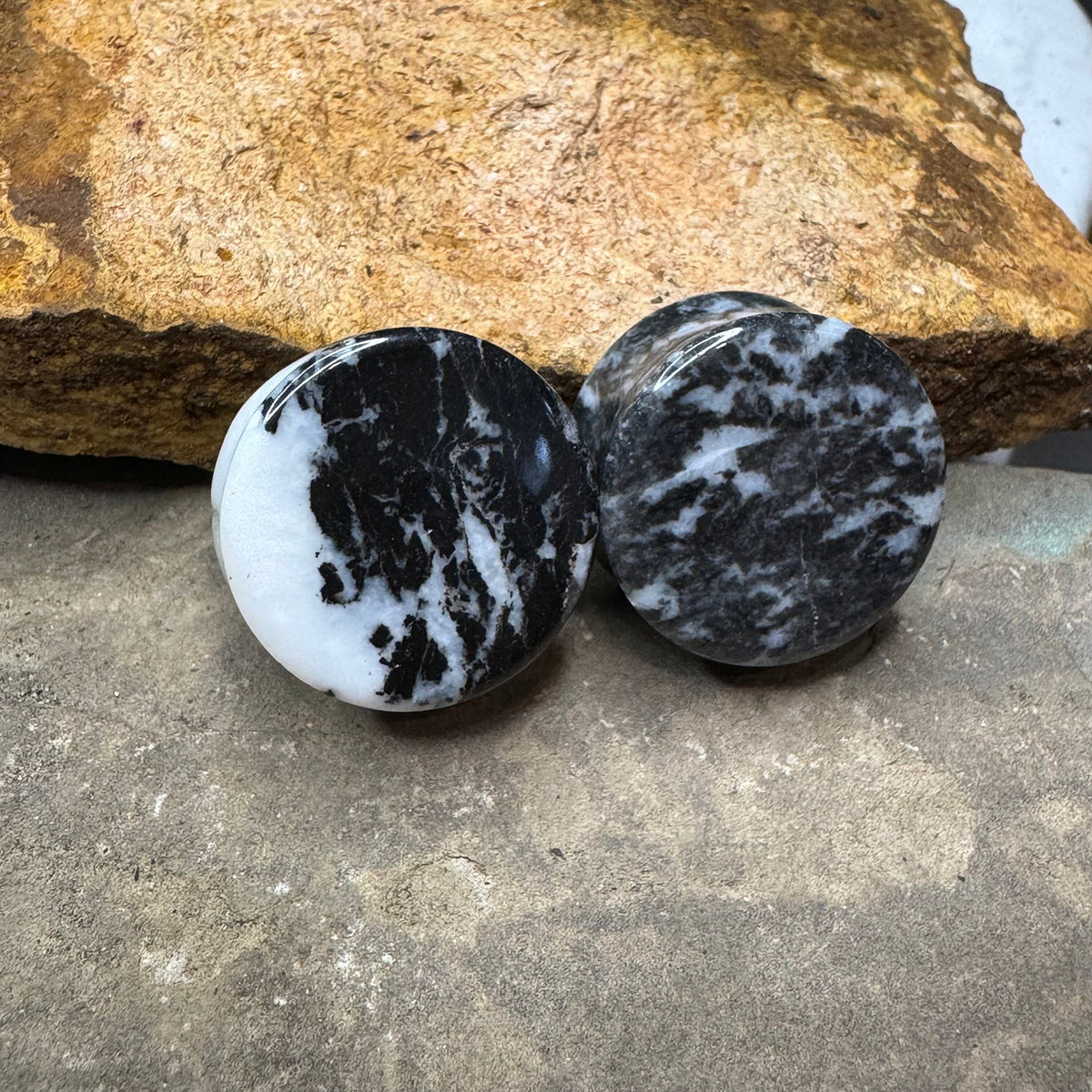 OOAK Zebra Jasper Stone Plugs – 7/8" (22mm)