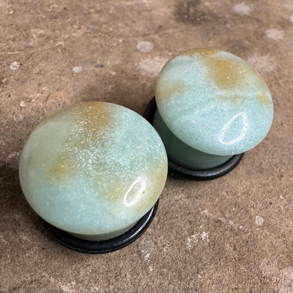 OOAK Amazonite Plugs – 9/16" (14mm) Single Flared
