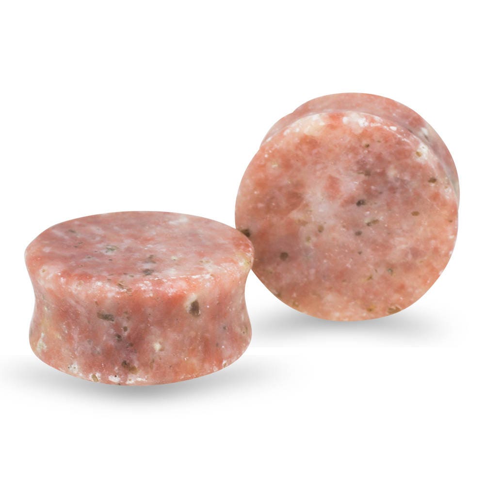 Pink Chinese Jasper Plugs – Double Flared Ear Gauges