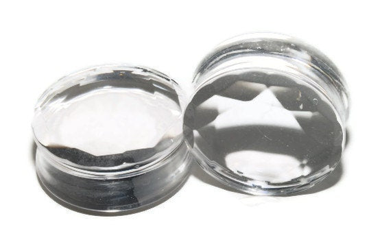 Clear Faceted Glass Plugs – Double Flared