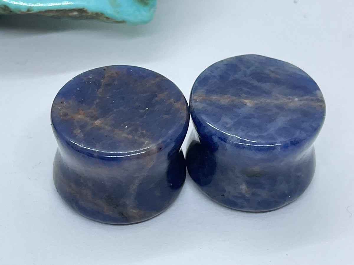OOAK Sodalite Stone Plugs – 5/8" (16mm)