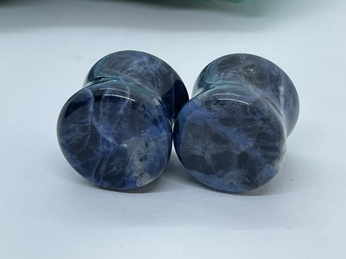OOAK Sodalite Stone Plugs – 9/16" (14mm)