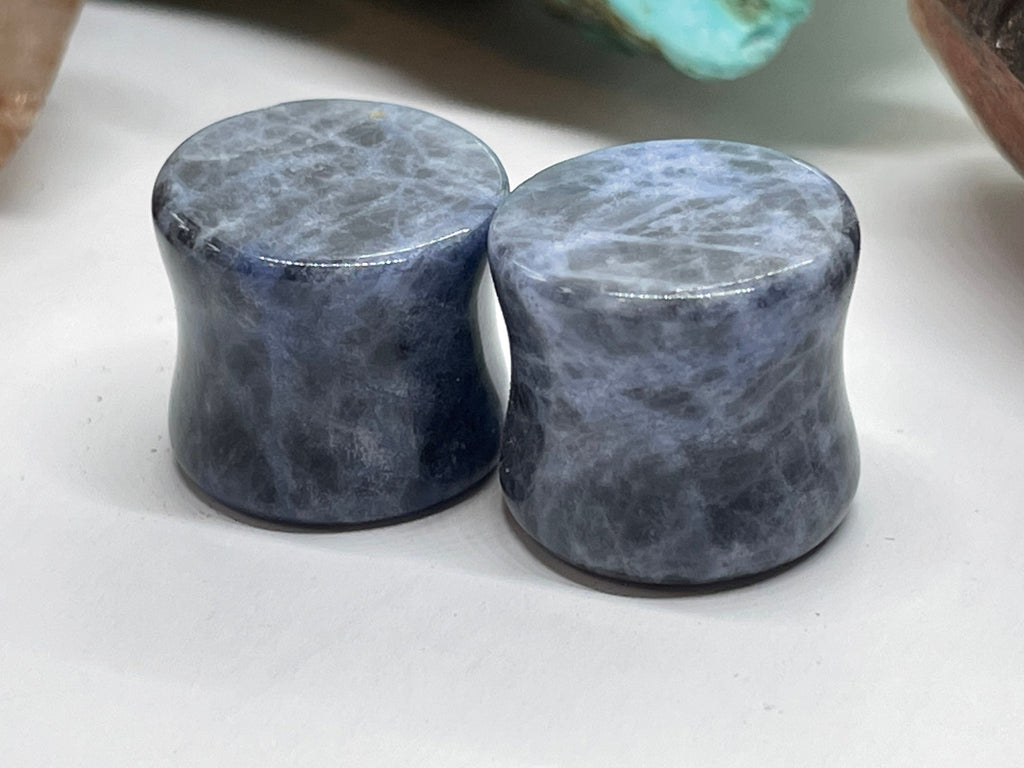 OOAK Blue Sodalite Stone Plugs – 1/2" (13mm)