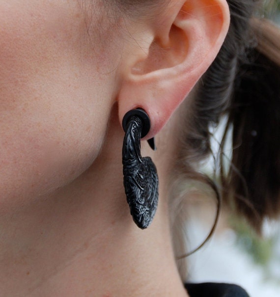 Carved Horn Paisley Flower Earrings – Gauged Hangers