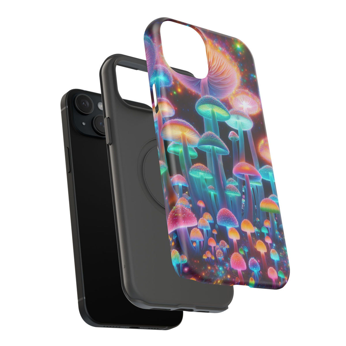 Psychedelic Neon Mushroom Phone Case — Protective Cosmic Art iPhone Cover