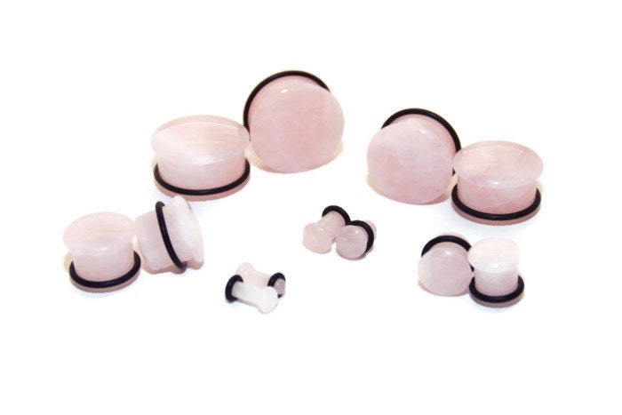 Rose Quartz Single Flared Stone Plugs – Pink Ear Gauges
