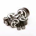Ebony Wood Plugs with Bone Inlay – Double Flared Gauges