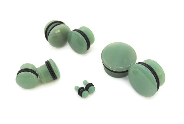Green Aventurine Plugs – Single Flared Stone Gauges