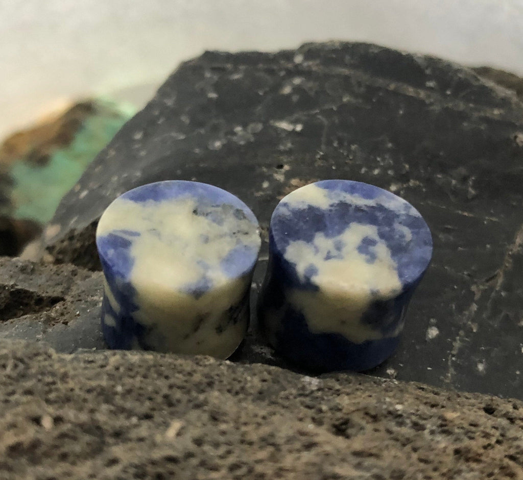 OOAK Sodalite Stone Plugs – 9/16" (14mm)