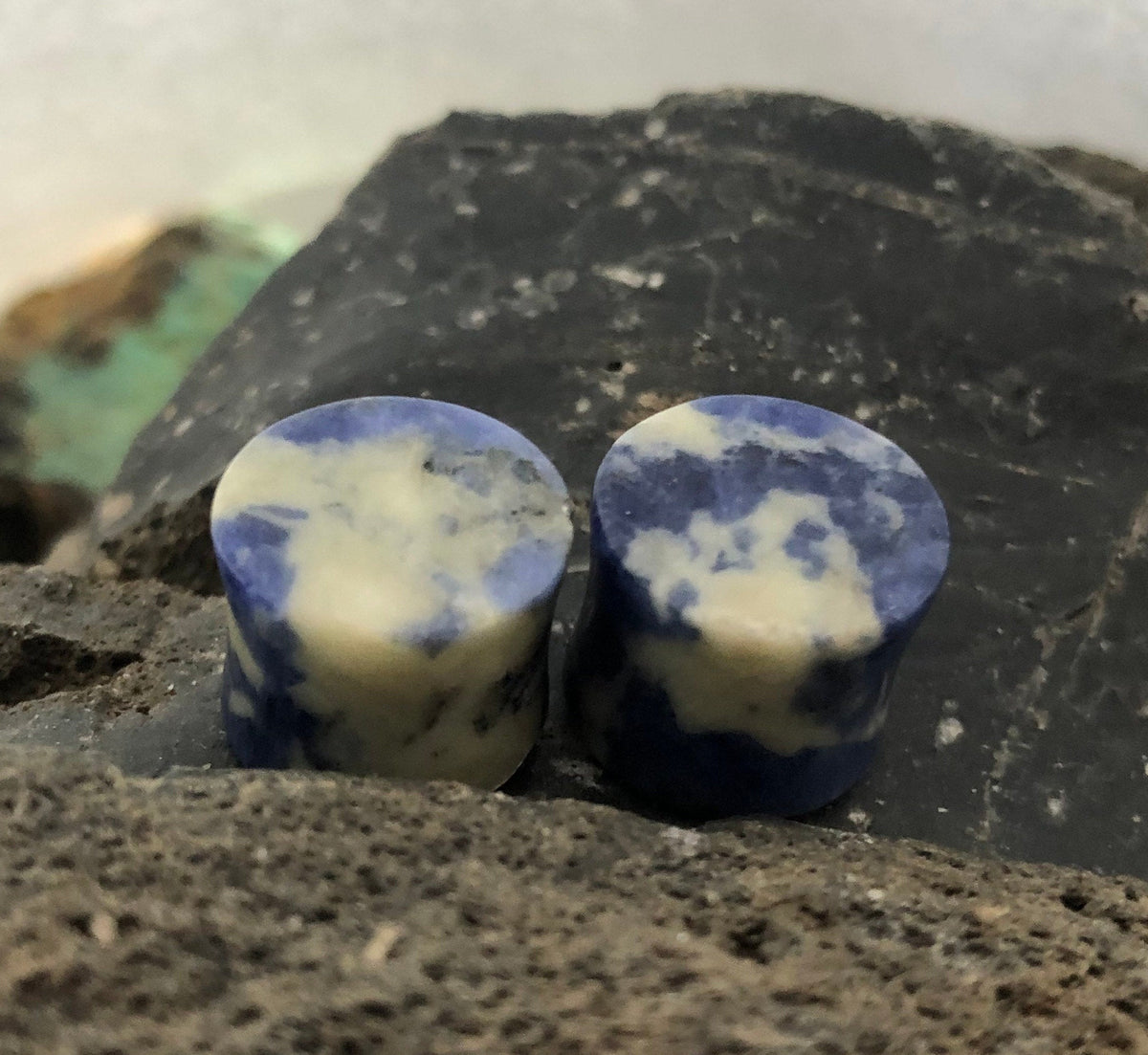 OOAK Sodalite Stone Plugs – 9/16" (14mm)