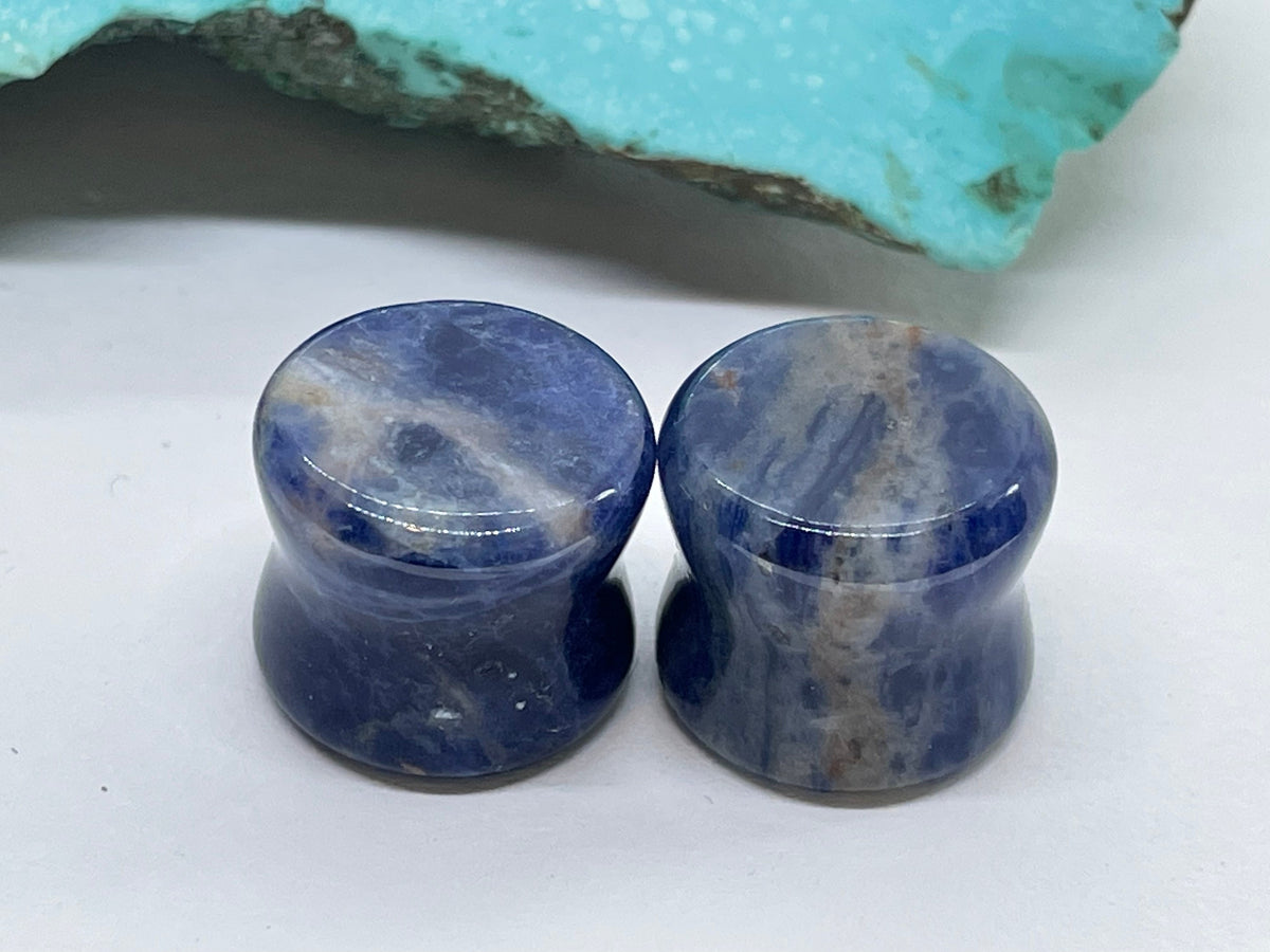 OOAK Sodalite Stone Plugs – 9/16" (14mm)