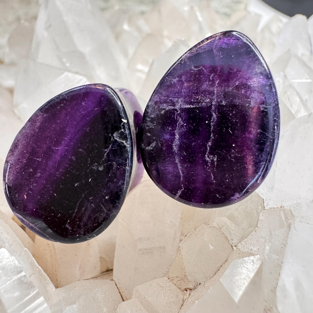 OOAK Purple Fluorite Teardrop Plugs – 3/4" (19mm)