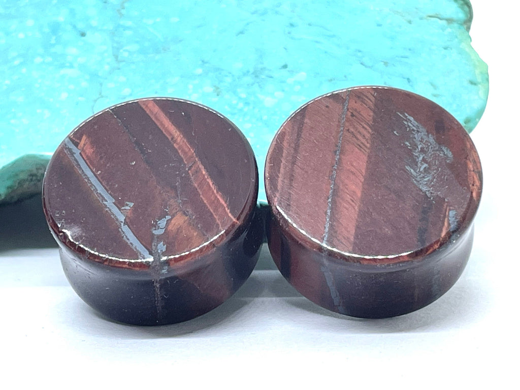 OOAK Red Tiger’s Eye Plugs – 7/8" (22mm)