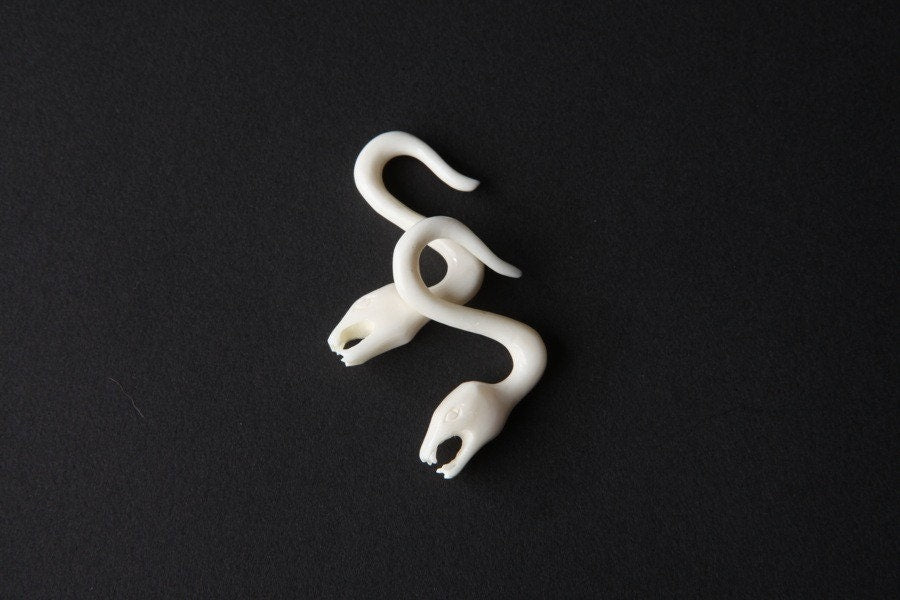 Bone & Horn Snake Hanging Earrings – Ear Gauges