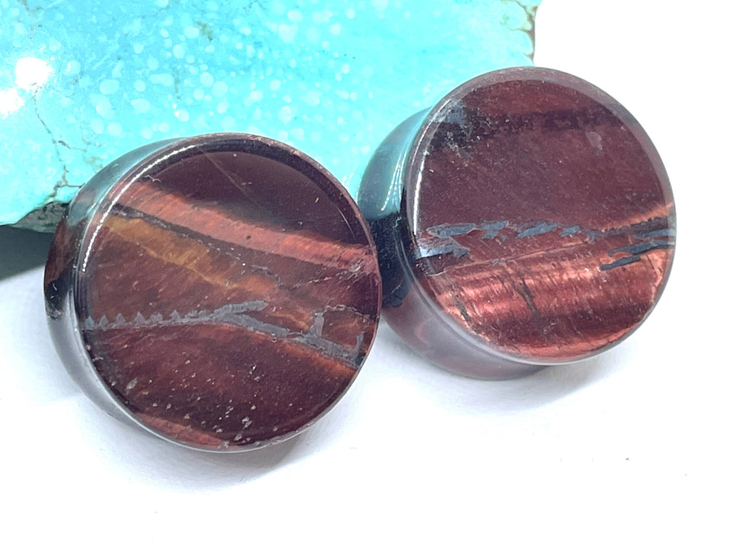 OOAK Red Tiger’s Eye Plugs – 7/8" (22mm)