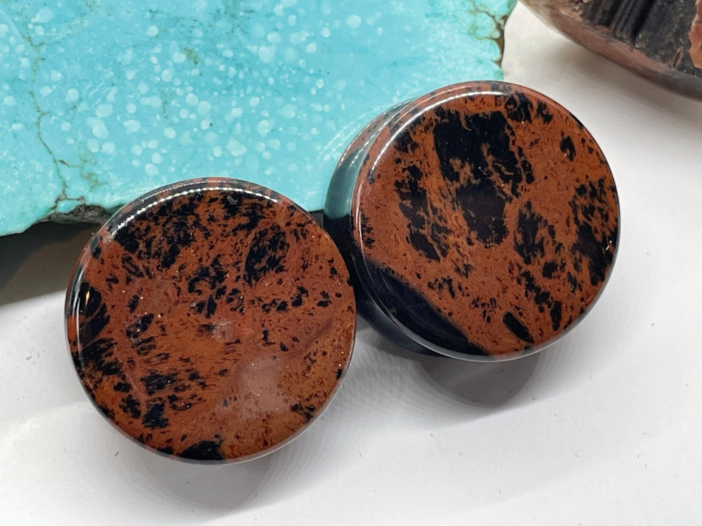 OOAK Mahogany Stone Plugs – 7/8" (22mm)