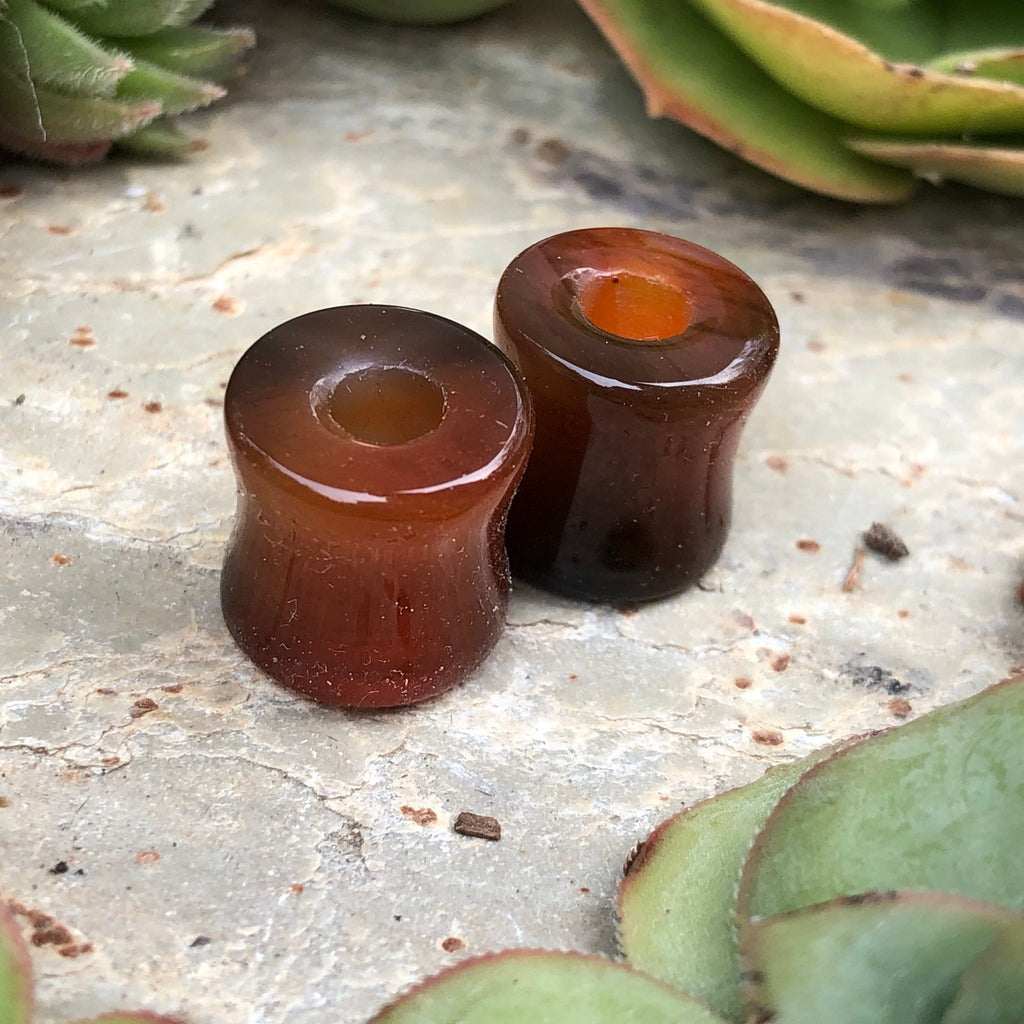 OOAK Red Agate Stone Tunnels – 7/16" (11mm)