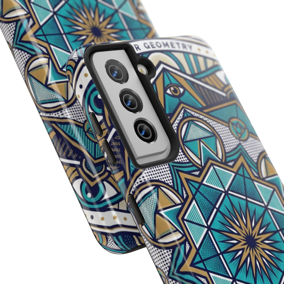 Tough Phone Case — Blue Geometric Mandala Protective Phone Cover
