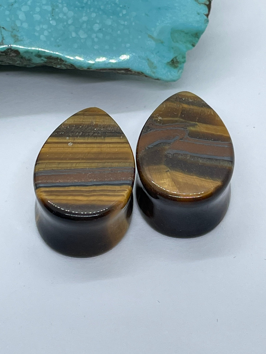 OOAK Tiger’s Eye Teardrop Plugs – 7/8" (22mm)
