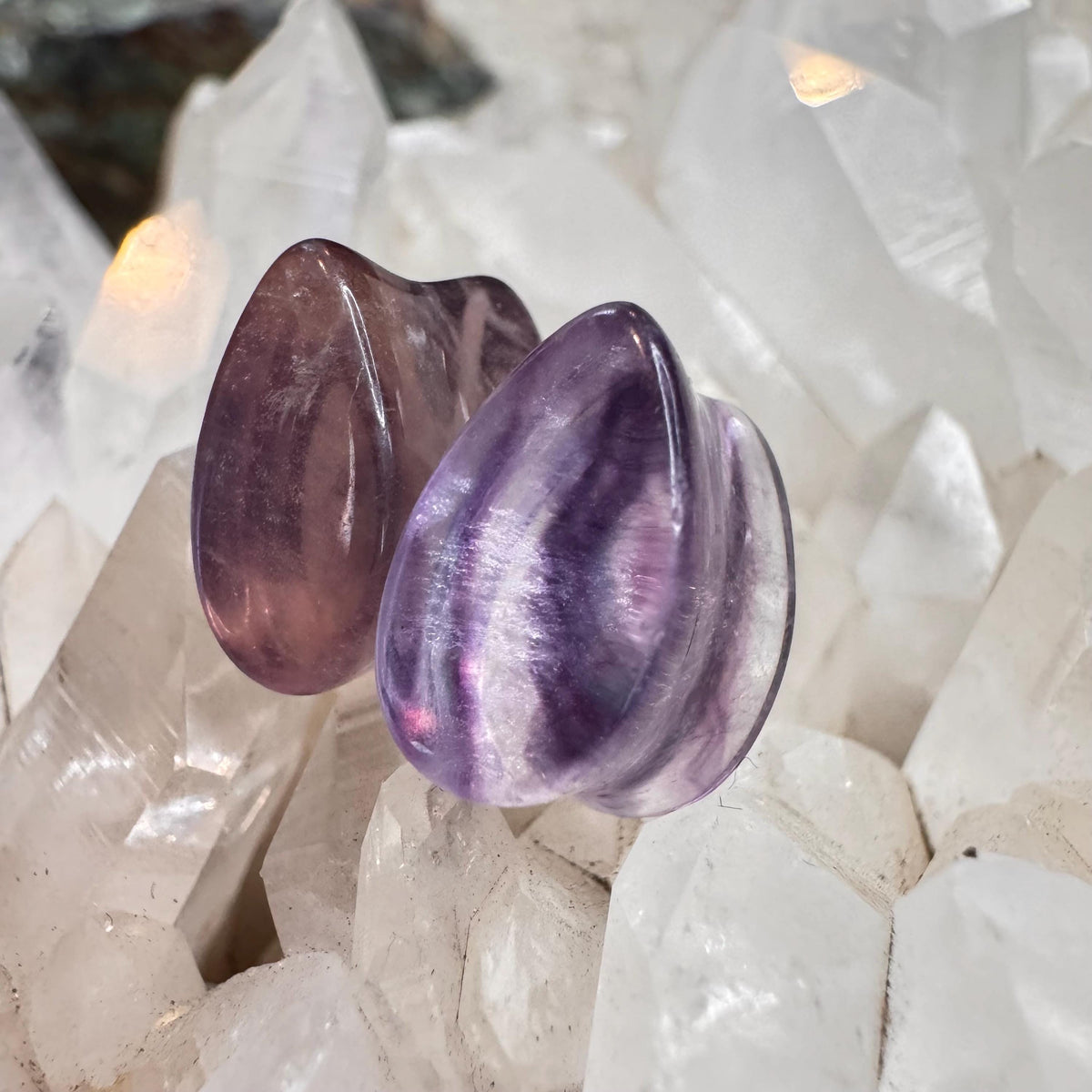 OOAK Purple Fluorite Teardrop Plugs – 7/16" (11mm)