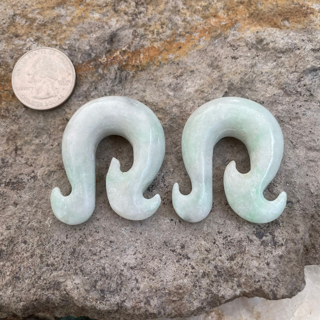 OOAK Jadeite Wave Hook Earrings – 1/2" (13mm)