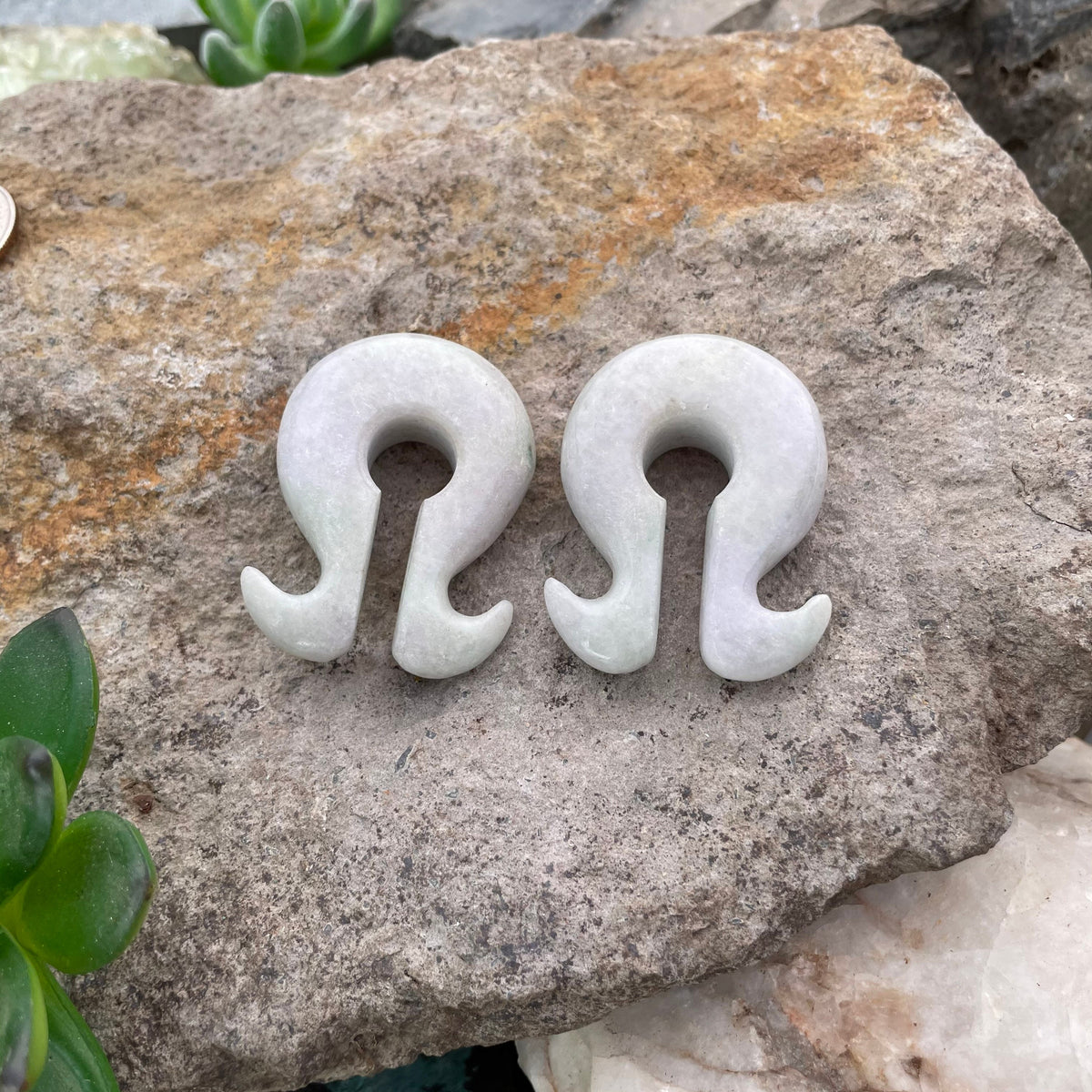 OOAK Jadeite Omega Ear Hangers – 1/2" (13mm)