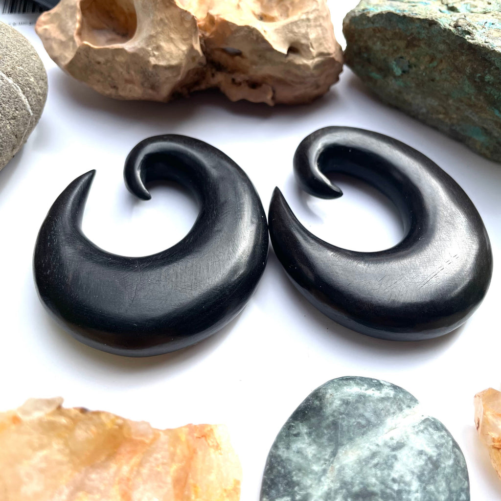 Classic Ebony Wood Thick Hoop Earrings – Limited Stock