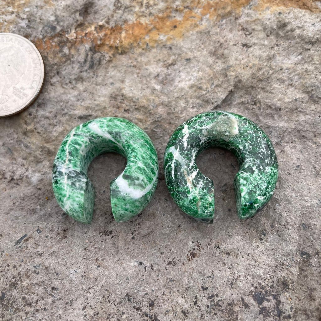 OOAK Green Marble Donut Ear Hangers – 00g (9.5mm)
