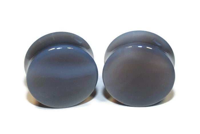 Grey Agate Stone Plugs – Double Flared Ear Gauges