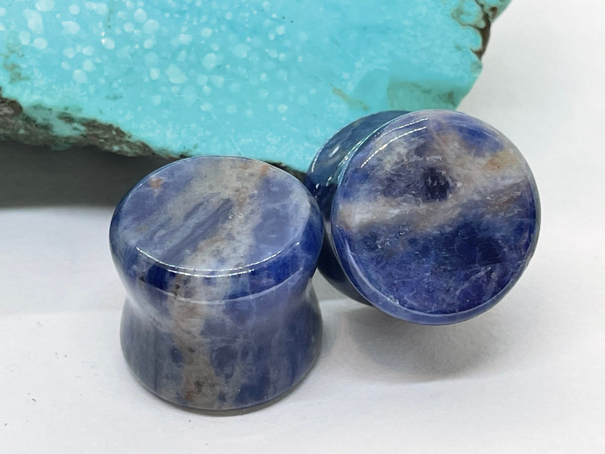 OOAK Sodalite Stone Plugs – 9/16" (14mm)