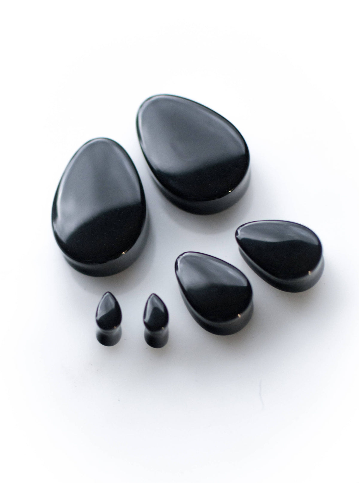 Black Onyx Teardrop Stone Plugs – Double Flared Ear Gauges