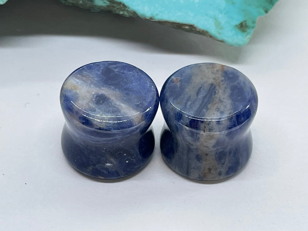 OOAK Sodalite Stone Plugs – 9/16" (14mm)