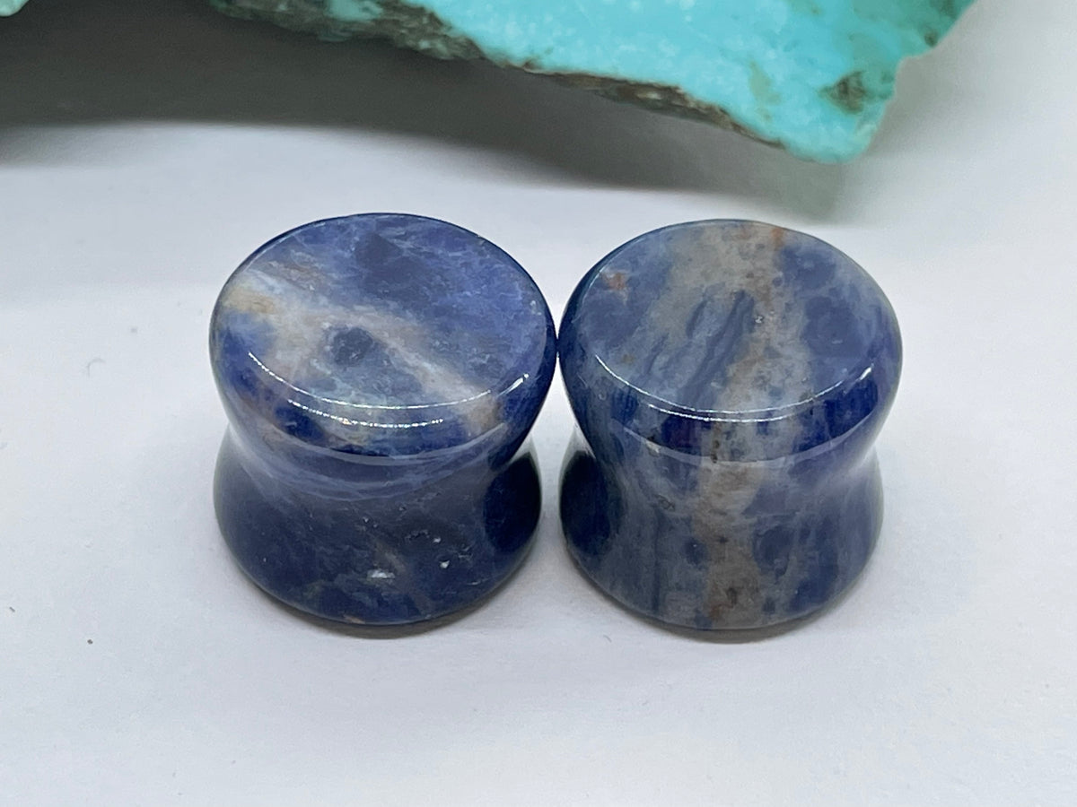 OOAK Sodalite Stone Plugs – 9/16" (14mm)