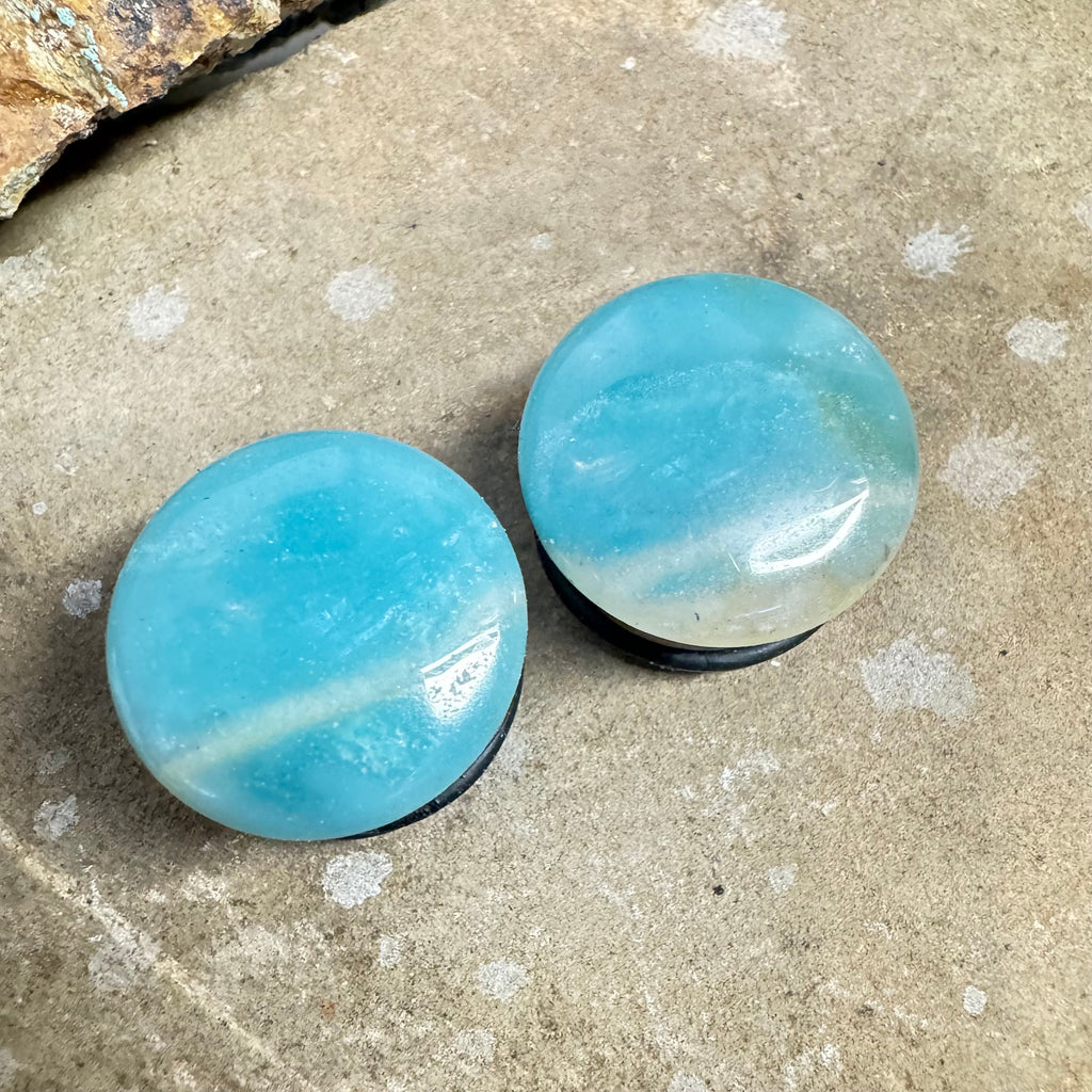 OOAK Amazonite Plugs – 3/4" (19mm) Single Flared