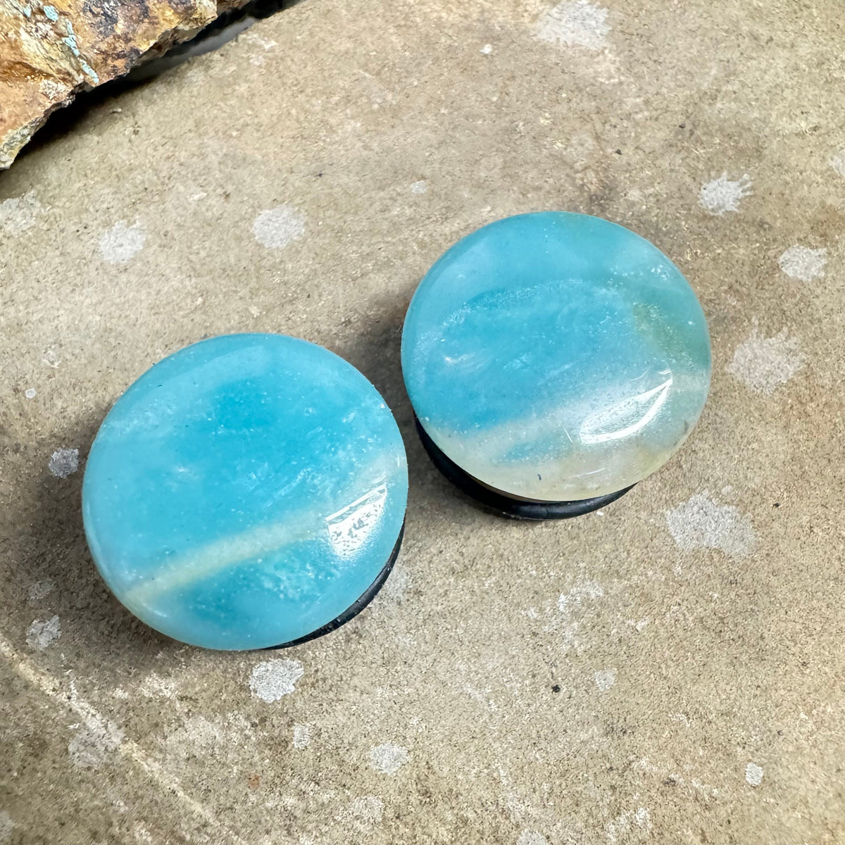 OOAK Amazonite Plugs – 3/4" (19mm) Single Flared