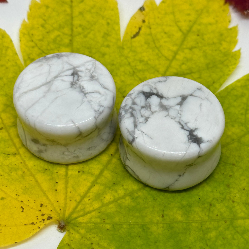 OOAK Howlite Stone Tunnels – 7/8" (22mm)