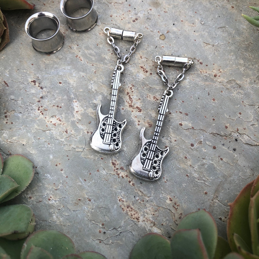 Electric Guitar Magnetic Clasp Gauged Earrings