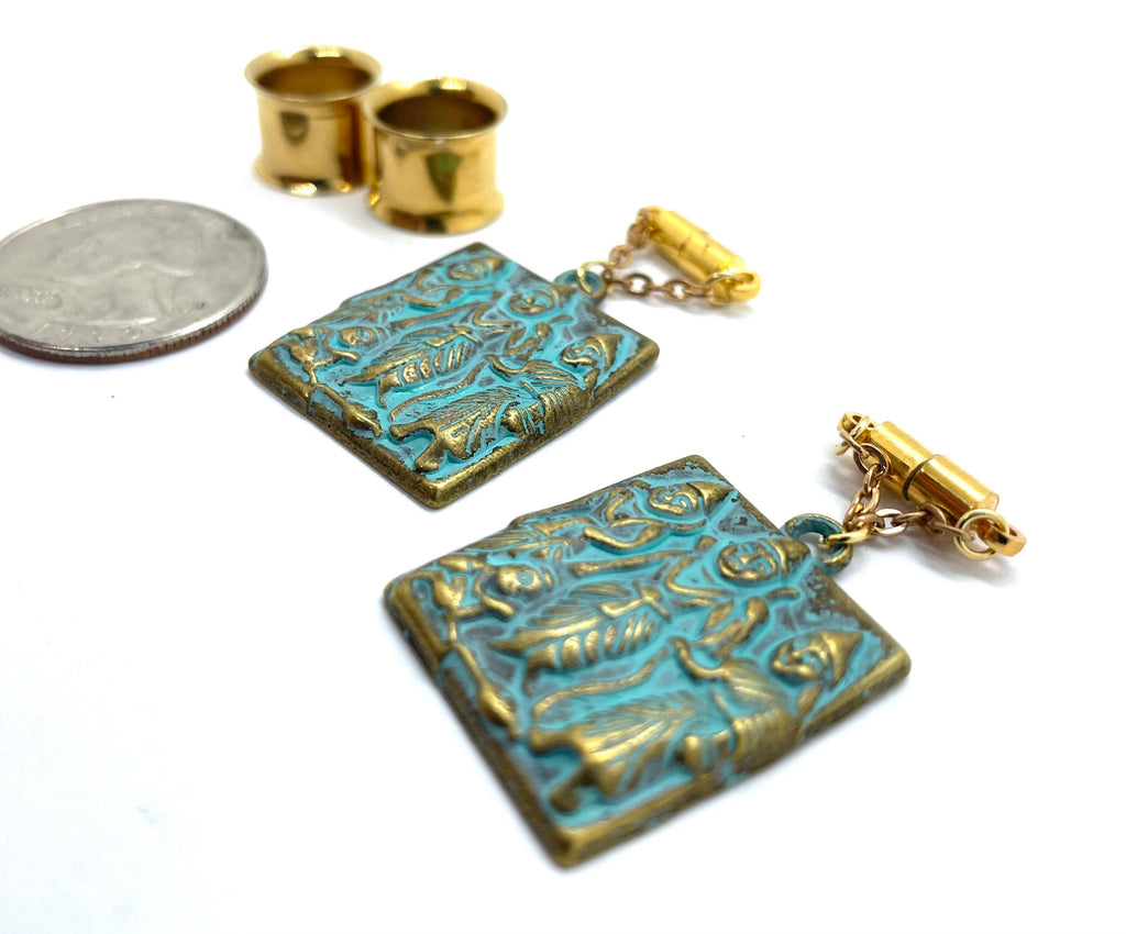 Patina Apsara Magnetic Clasp Gauged Earrings