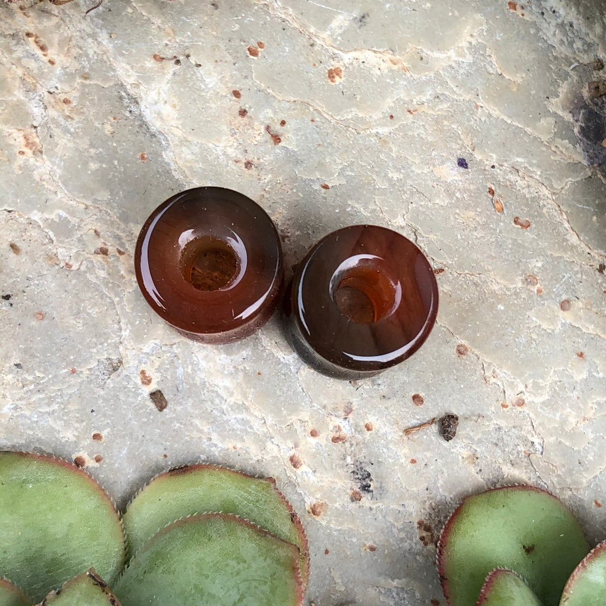 OOAK Red Agate Stone Tunnels – 7/16" (11mm)