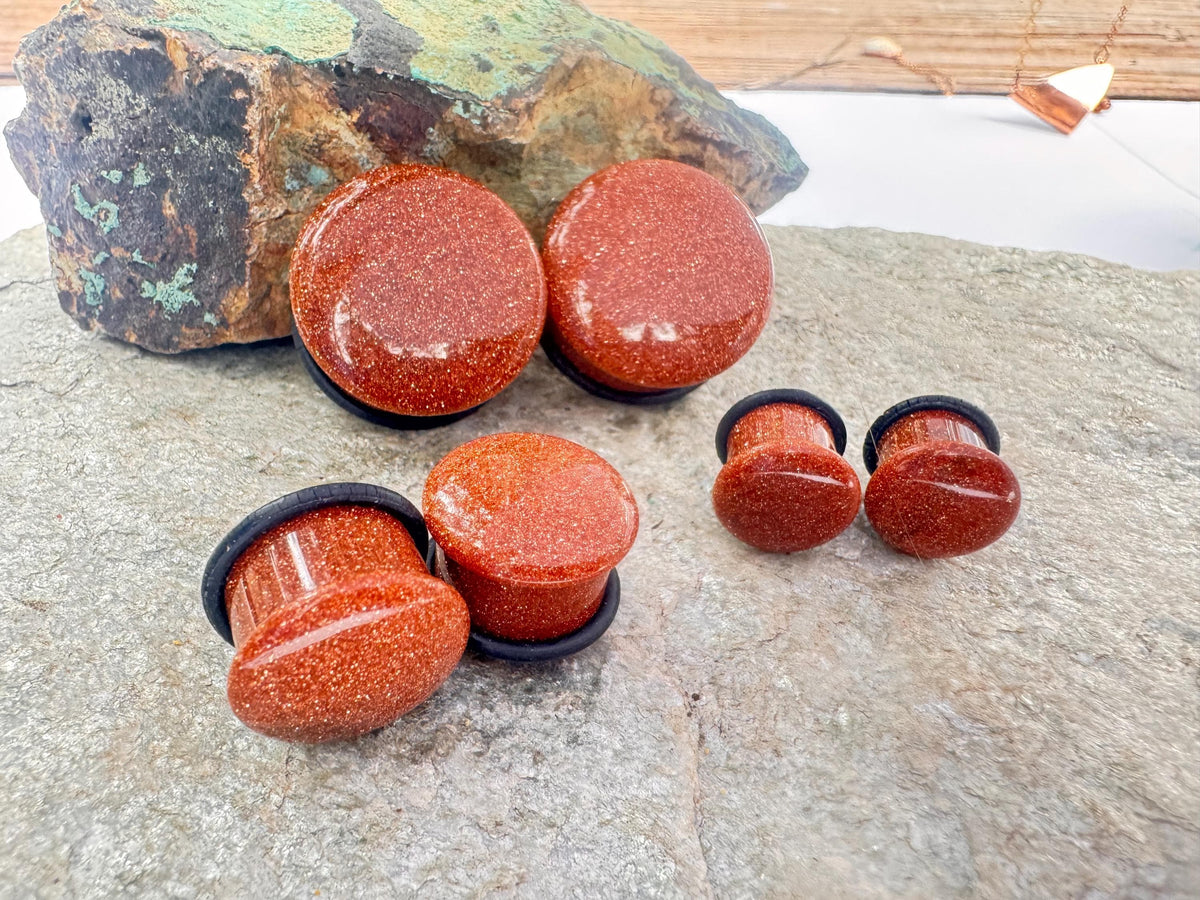 Red Goldstone Glass Plugs – Single Flared Gauges