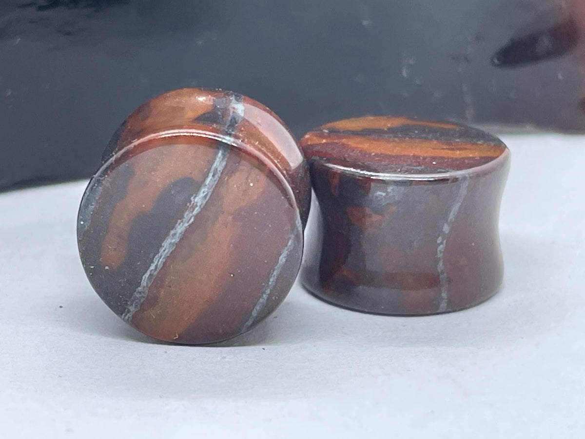 OOAK Red Tiger’s Eye Plugs – 5/8" (16mm)