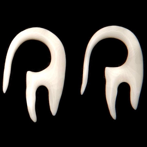 Carved Bone Squid Earrings – Organic Gauged Hangers