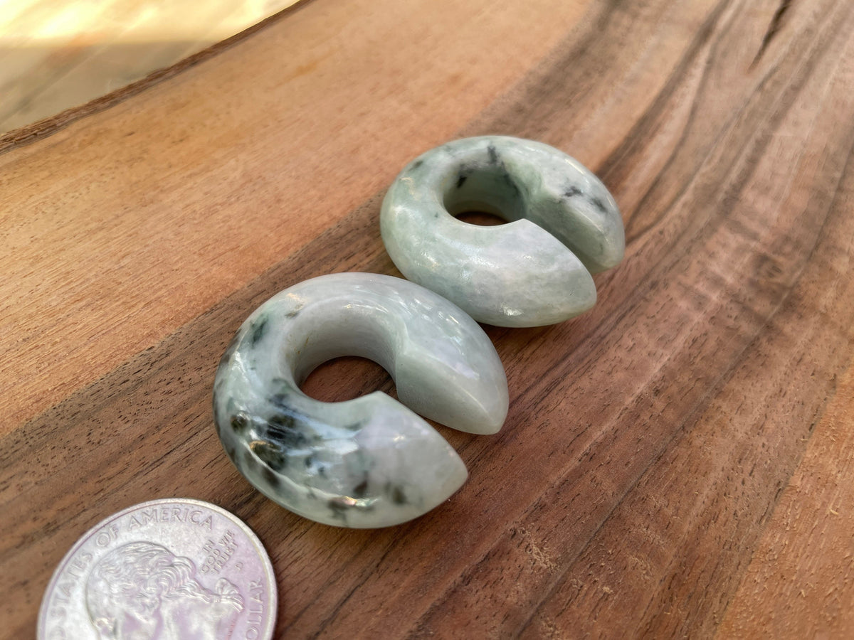 OOAK Green Jadeite Donut Earrings – 1/2" (13mm)