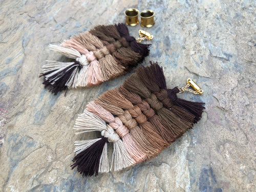 Brown Multicolor Tassel Magnetic Clasp Earrings