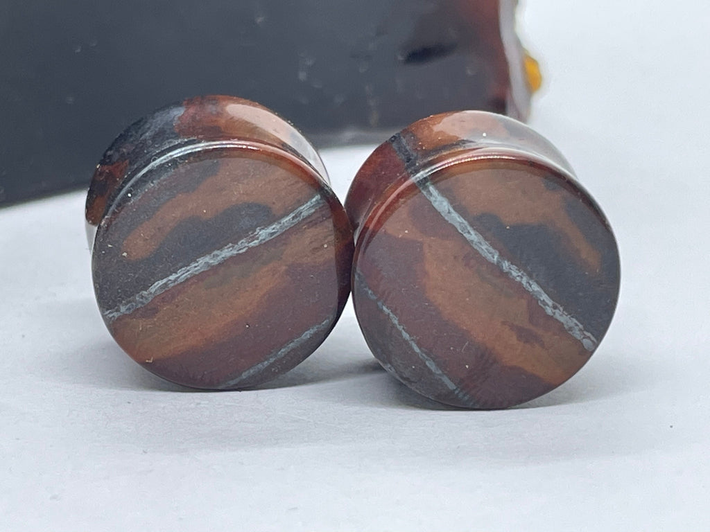 OOAK Red Tiger’s Eye Plugs – 5/8" (16mm)
