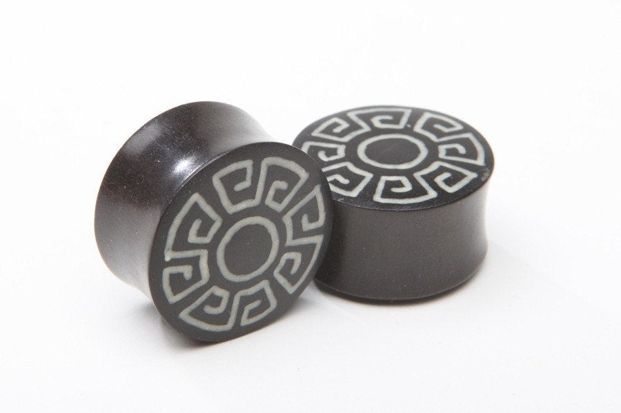 Ebony Wood Sun Inlay Plugs – Double Flared