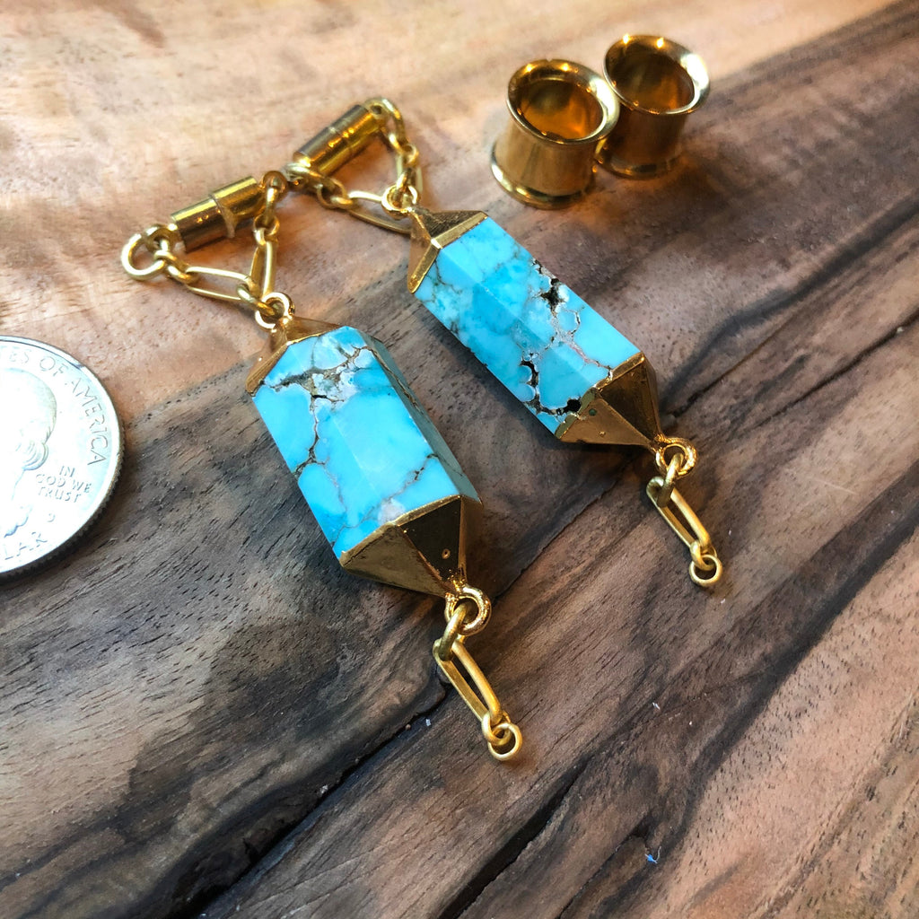 Turquoise Electroformed Magnetic Clasp Ear Hangers