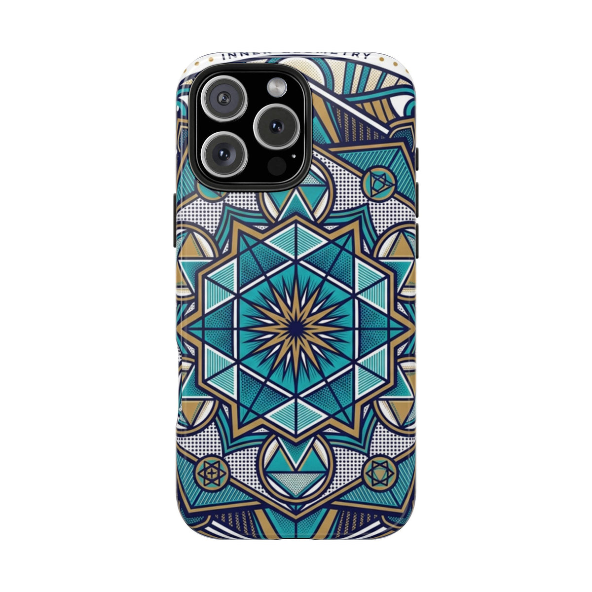 Tough Phone Case — Blue Geometric Mandala Protective Phone Cover