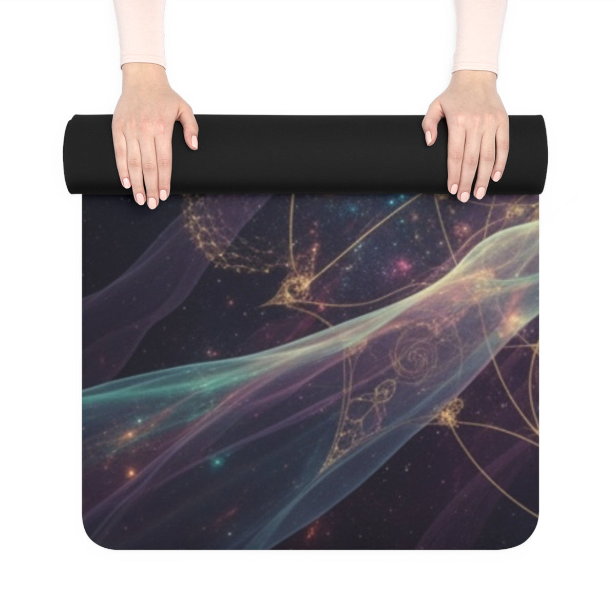 Mystic Galaxy Rubber Yoga Mat — Cosmic Mandala Non-Slip Exercise Mat
