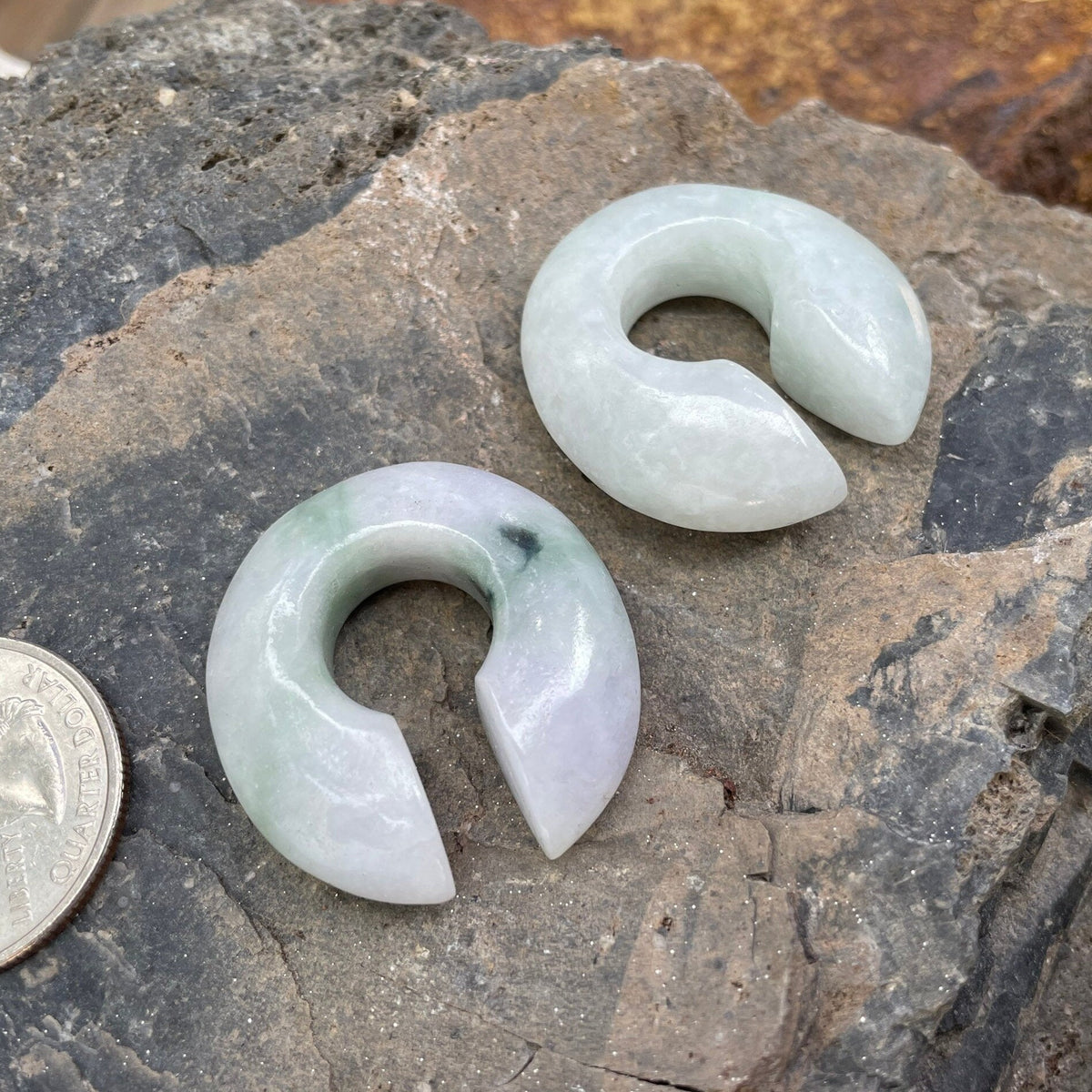 OOAK Light Green Jadeite Donut Earrings – 7/16" (11mm)